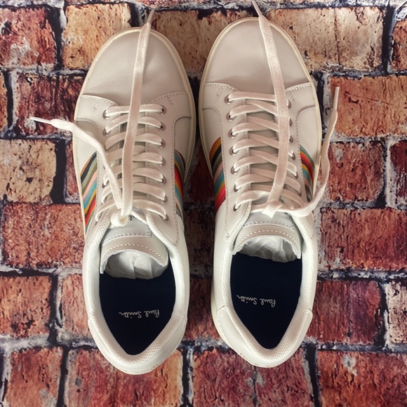⭐️ Paul Smith Women's White Lapin Grosgrain-trimmed Leather Sneakers - Picture 4 of 6